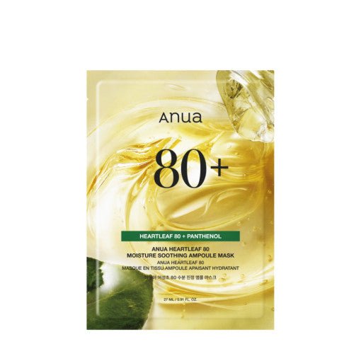Anua HEARTLEAF 80 MOISTURE SOOTHING AMPOULE MASK 27ml X 10ea | Korean Skincare | Skin Science Lab