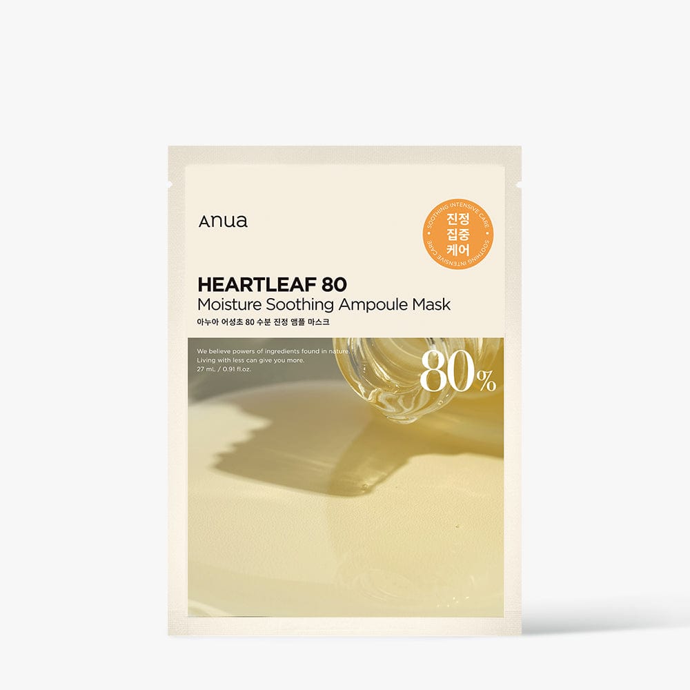 Anua HEARTLEAF 80 MOISTURE SOOTHING AMPOULE MASK 27ml X 10ea | Korean Skincare | Skin Science Lab