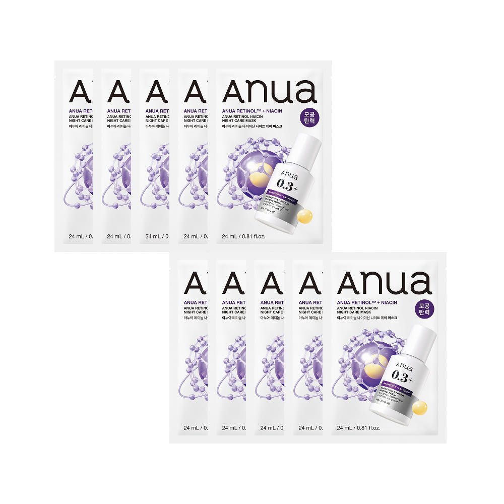 Anua Retinol Niacin Night Care Mask 24ml X 10ea | Korean Skincare | Skin Science Lab