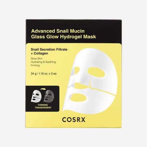 COSRX Advanced Snail Mucin Glass Glow Hydrogel Mask 34g X 3ea | Korean Skincare | Skin Science Lab