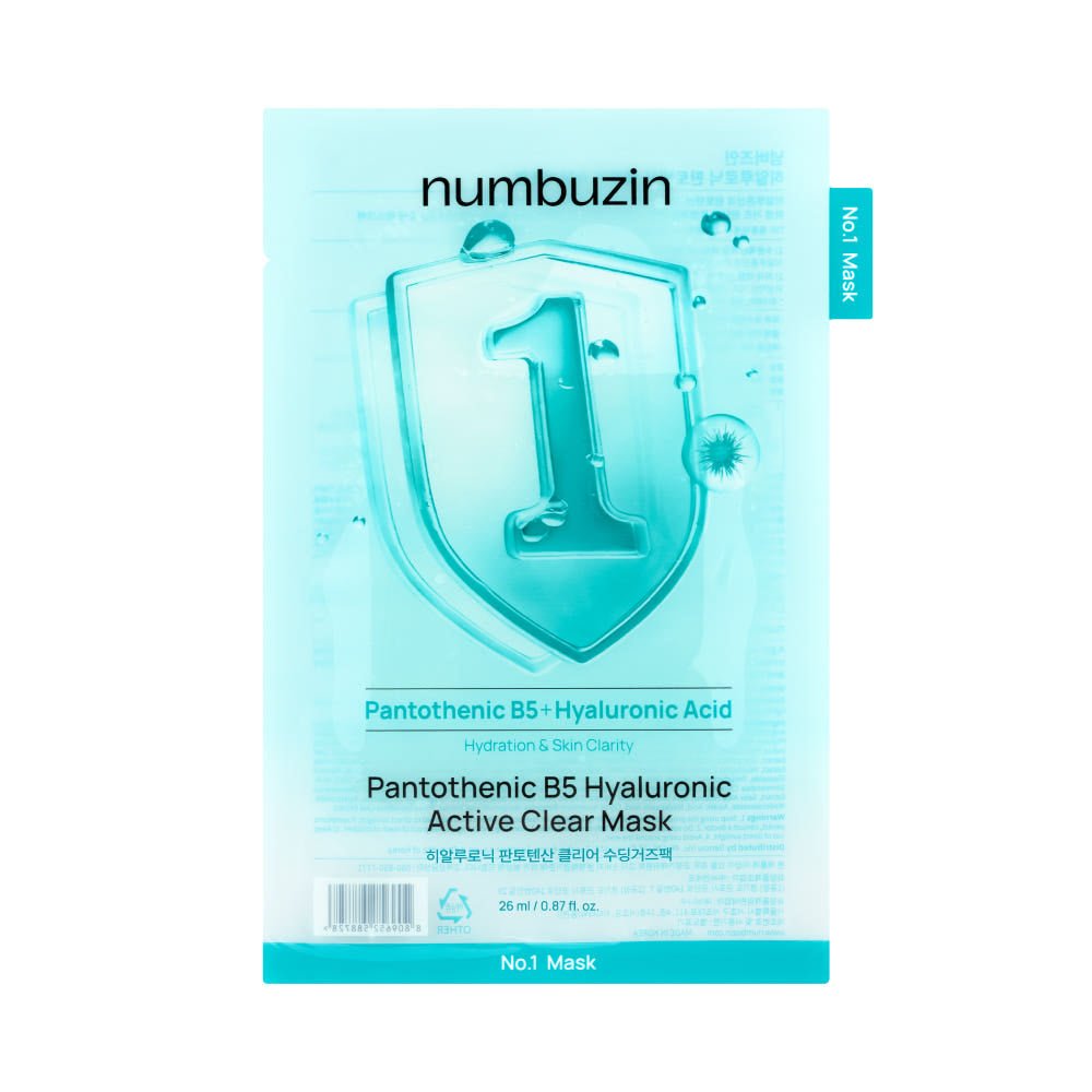 numbuzin No.1 Pantothenic B5 Hyaluronic Active Clear Mask 26ml X 10ea | Korean Skincare | Skin Science Lab
