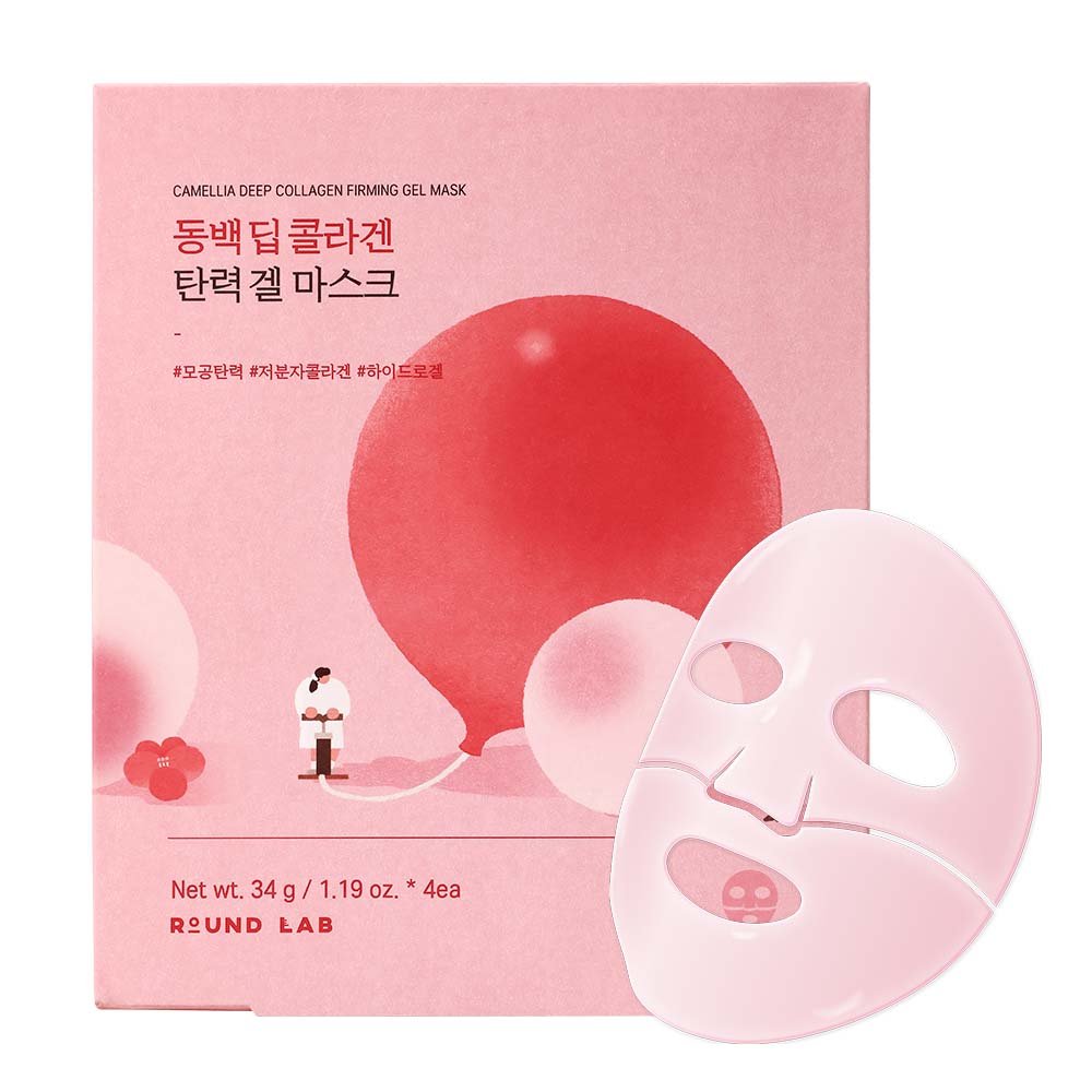 Round Lab Camellia Deep Collagen Firming Gel Mask Sheet 34g X 4ea | Korean Skincare | Skin Science Lab