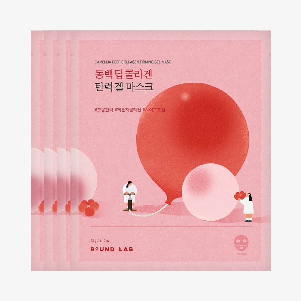 Round Lab Camellia Deep Collagen Firming Gel Mask Sheet 34g X 4ea | Korean Skincare | Skin Science Lab