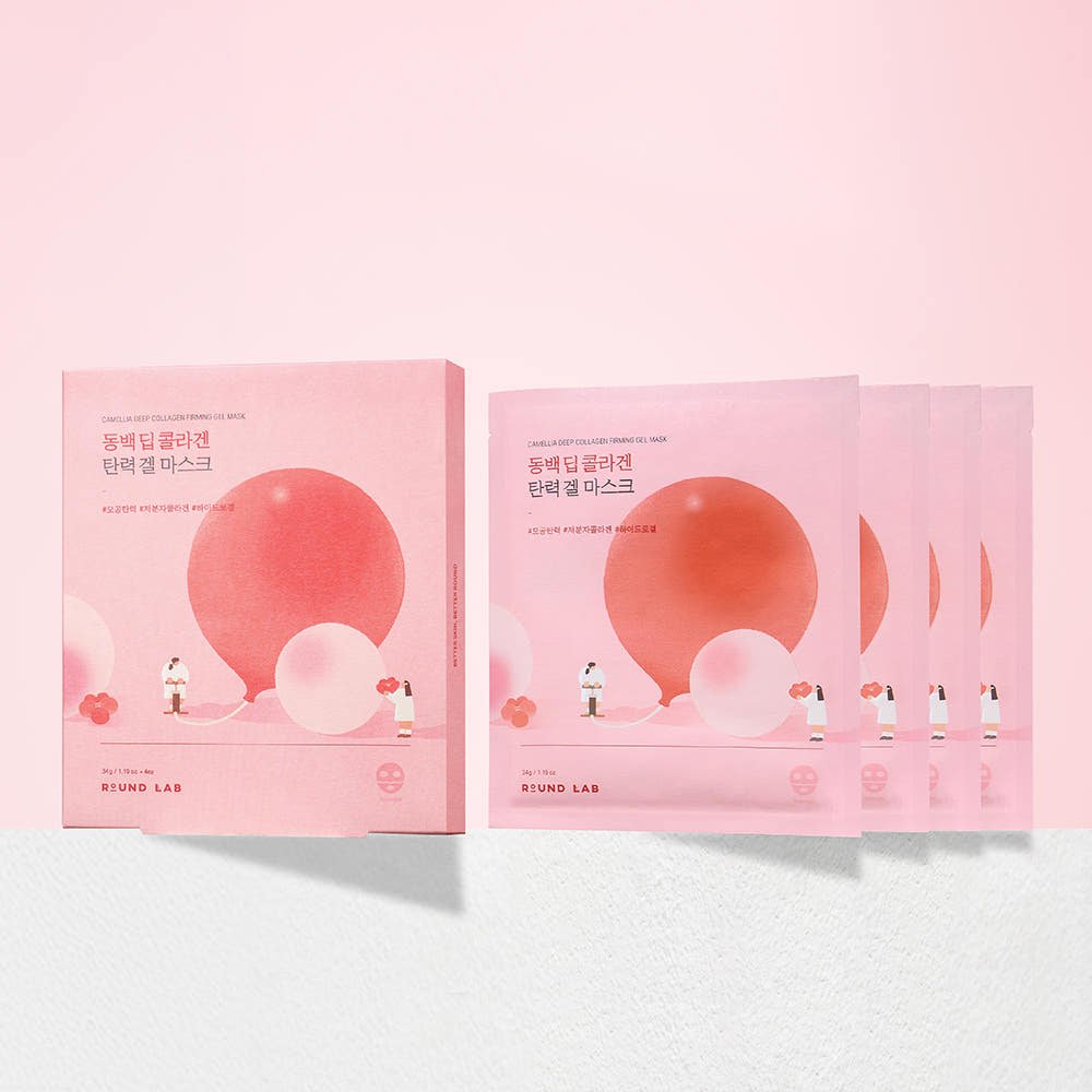Round Lab Camellia Deep Collagen Firming Gel Mask Sheet 34g X 4ea | Korean Skincare | Skin Science Lab
