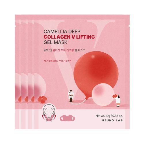 Round Lab Camellia Deep Collagen V Lifting Gel Mask 10g X 4ea | Korean Skincare | Skin Science Lab